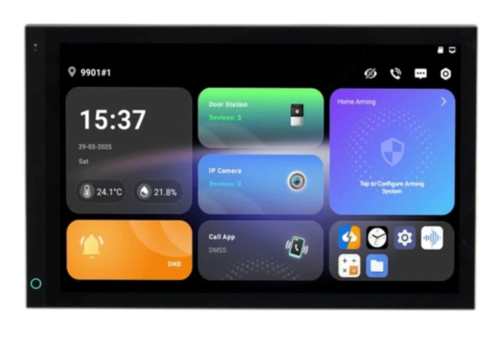 Vnútorná jednotka videovrátnika – dotykový displej s dashboardom, Door Station, Home Arming, IP kamera, DMSS. ALCO.SK.