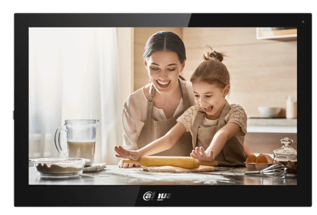 Vnútorná jednotka videovrátnika Dahua Technology – čierny rám, obrazovka s prenosom z kamery. ALCO.SK.